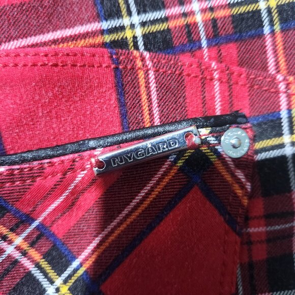 Nygard Luxe Slims Pant Jegging Womens size Large 14-16 Red Tartan Plaid - Picture 7 of 8